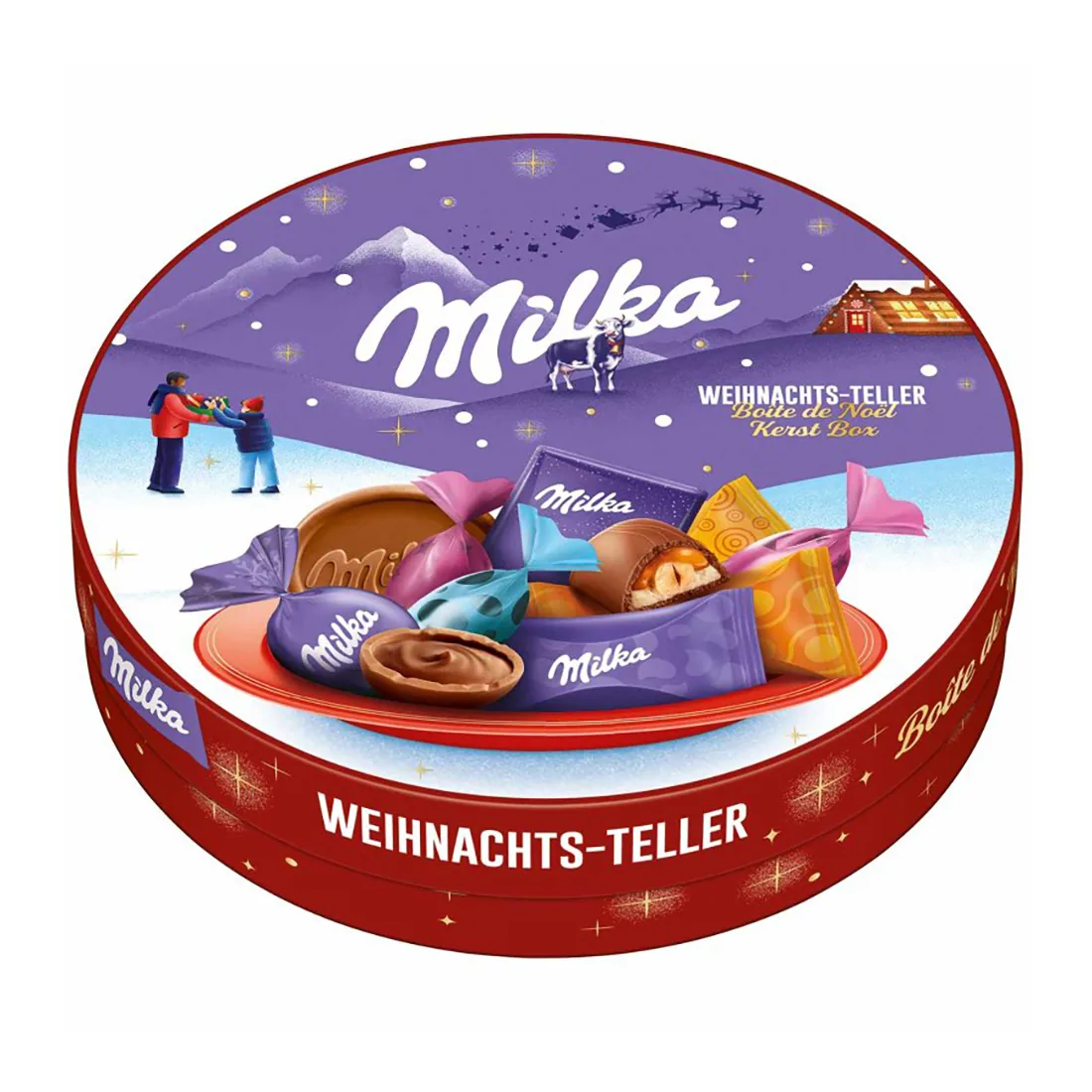 Milka Round Christmas Gift Box Weihnachts Teller 195g